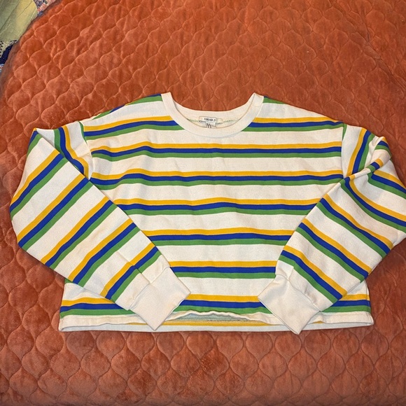 Striped cropped sweatshirt - Picture 3 of 3